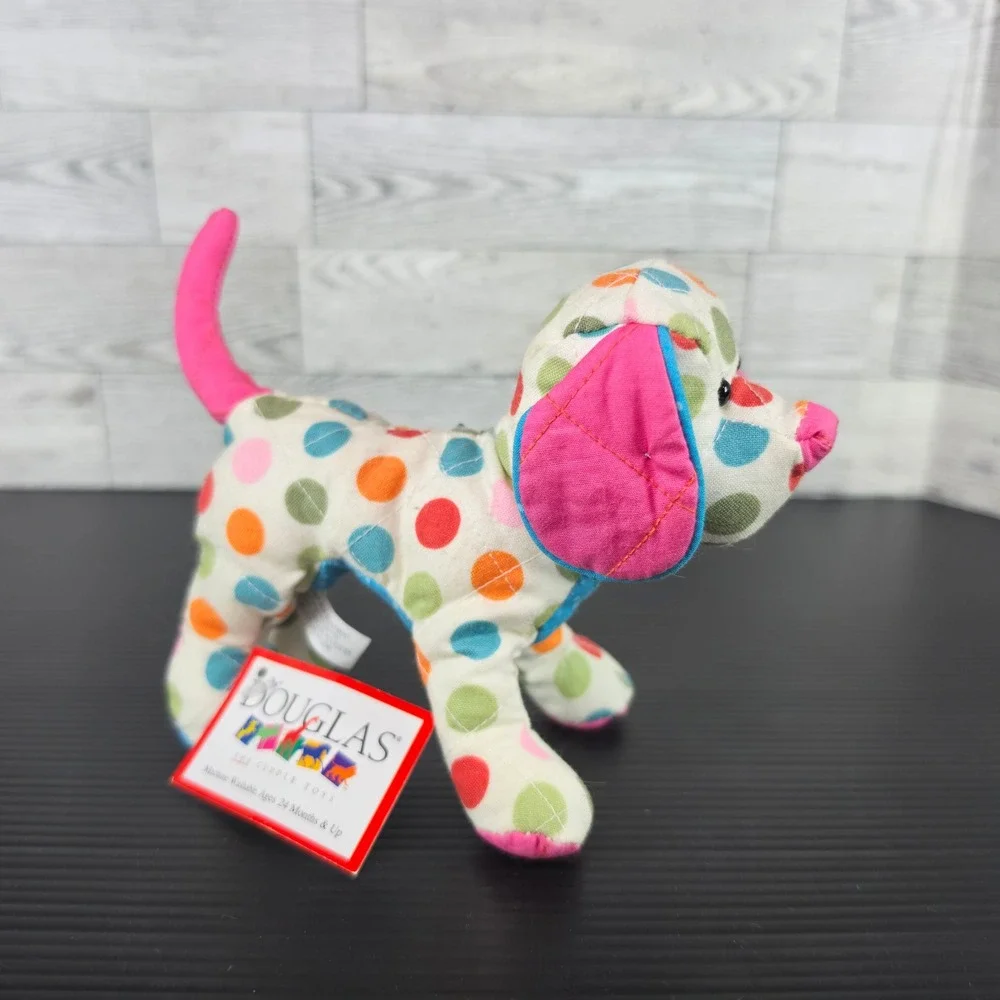 Douglas Cuddle Toys Quilti Dog Mini Polka Dot Quilted Plush Pink Blue 1023.1 NWT